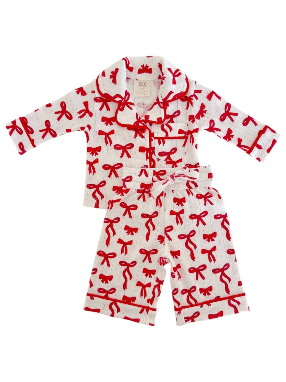 Siix Collection Baby Girl Red Bow Print Pajama Set